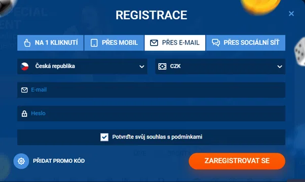 Registrační formulář u Mostbet v České republice