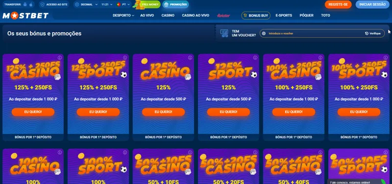 Programa bónus da Mostbet em Portugal