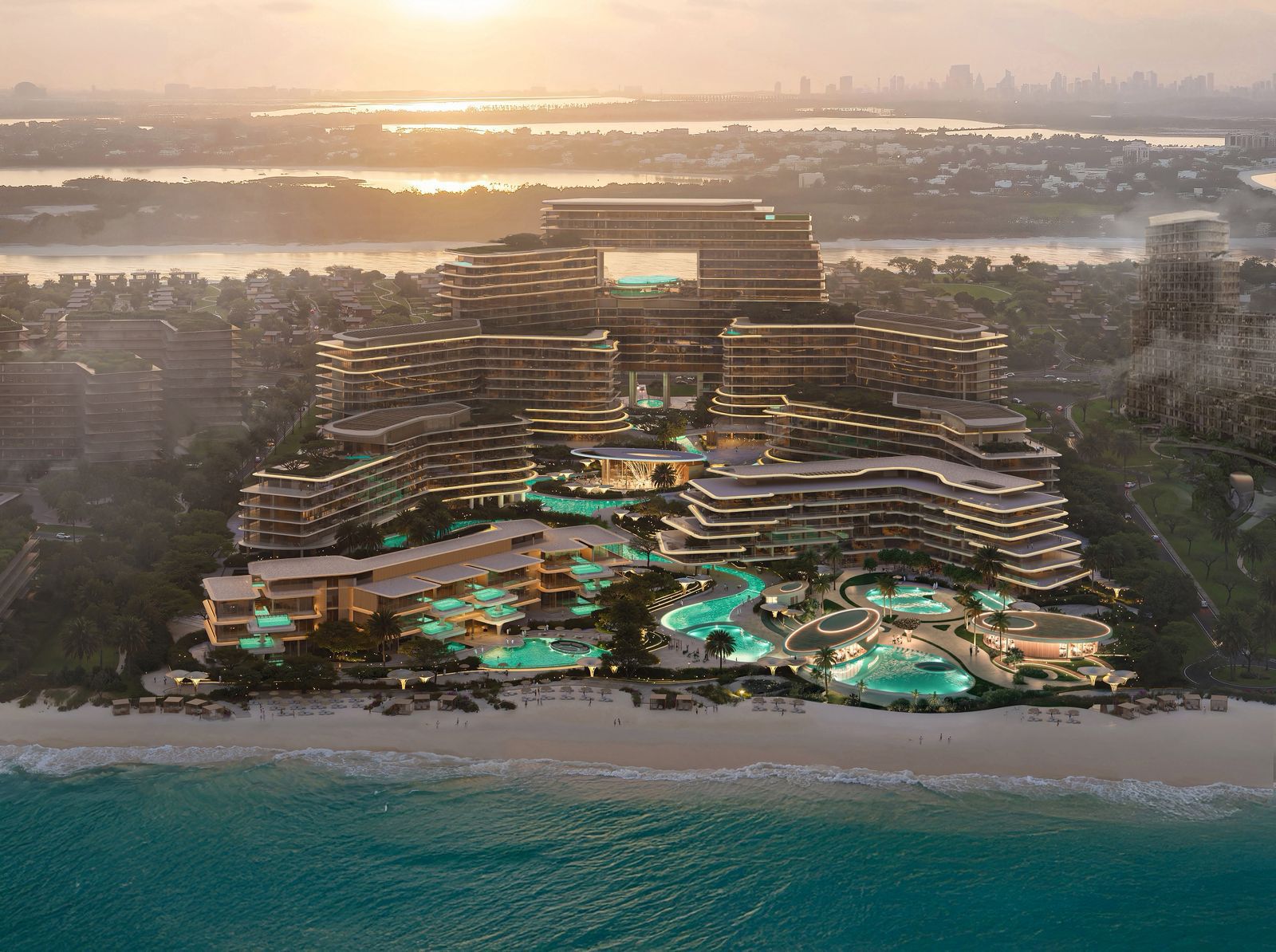 Dubai skyline at sunset