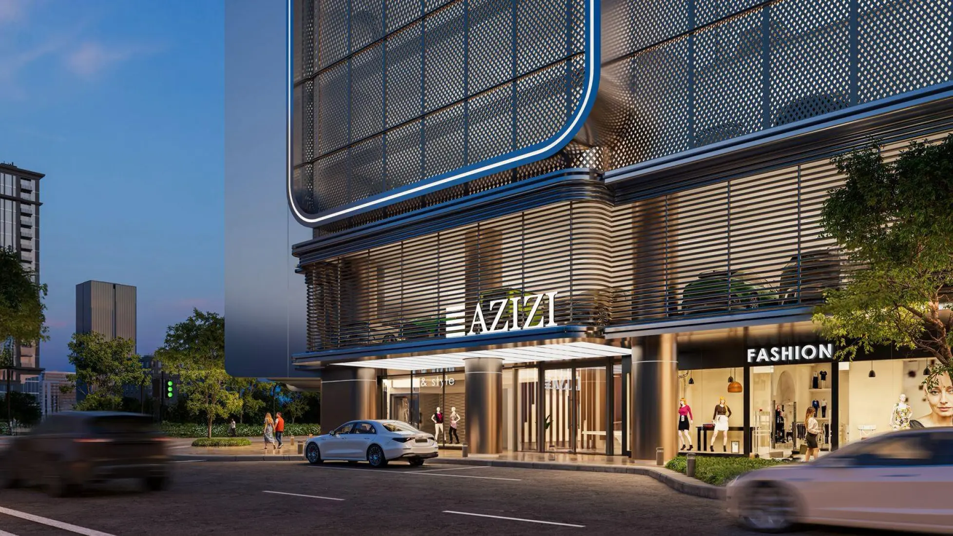azizi creek views 4 — interior living space with floor-to-ceiling creek and skyline views
