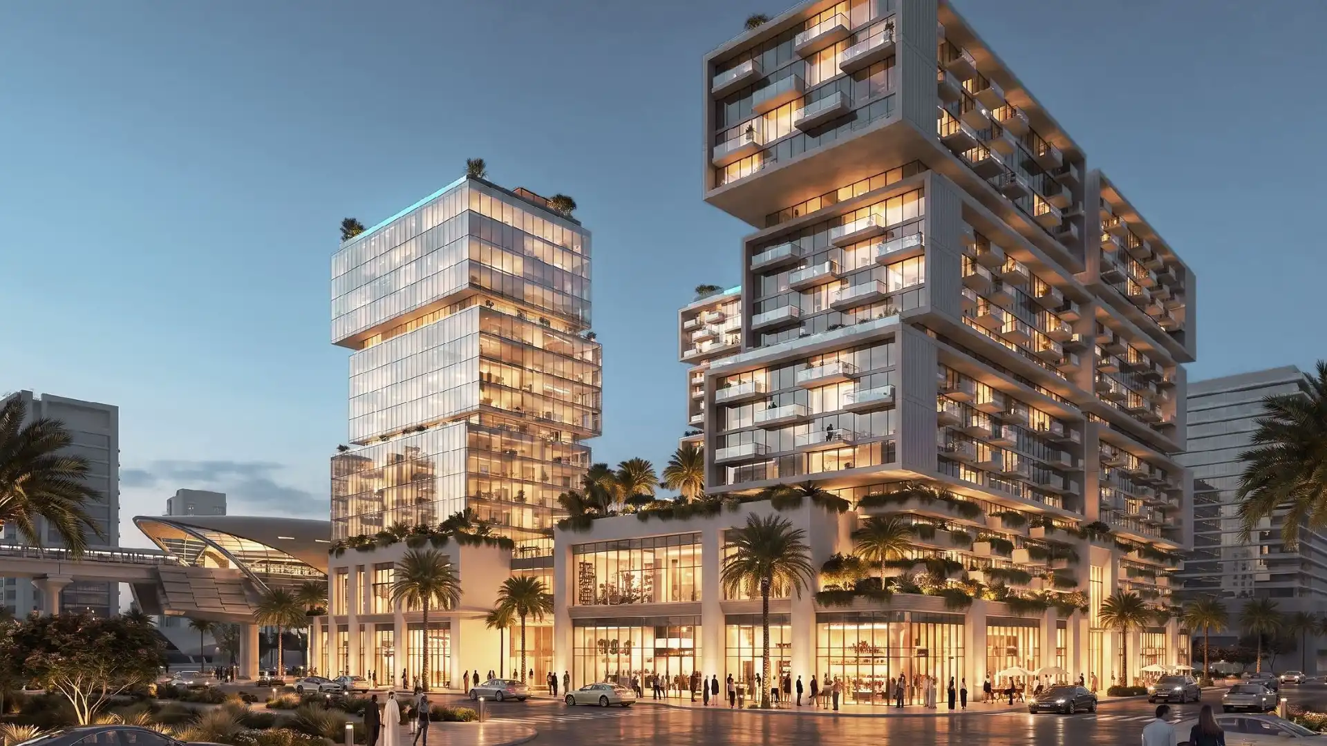 Raw District Dubai — modern mixed-use architecture Sheikh Zayed Road exterior view