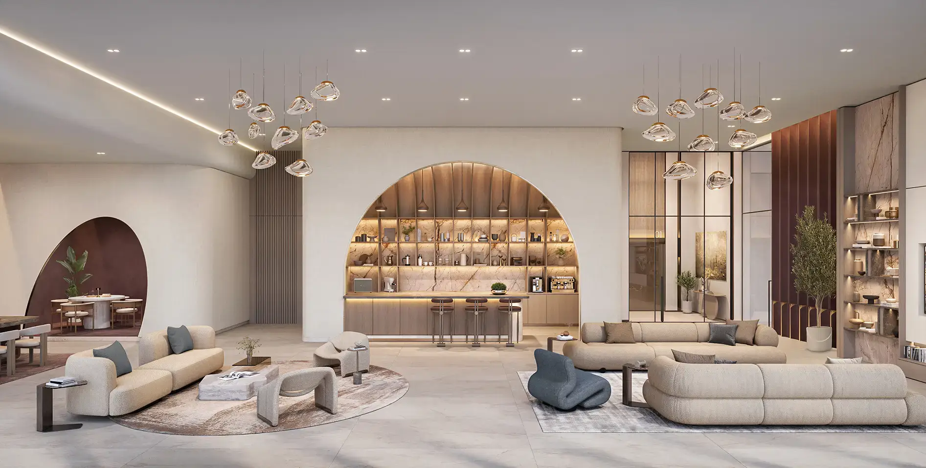 Everly Place Ellington Properties — arrival architecture crystal lagoon Meydan Horizon MBR City Dubai