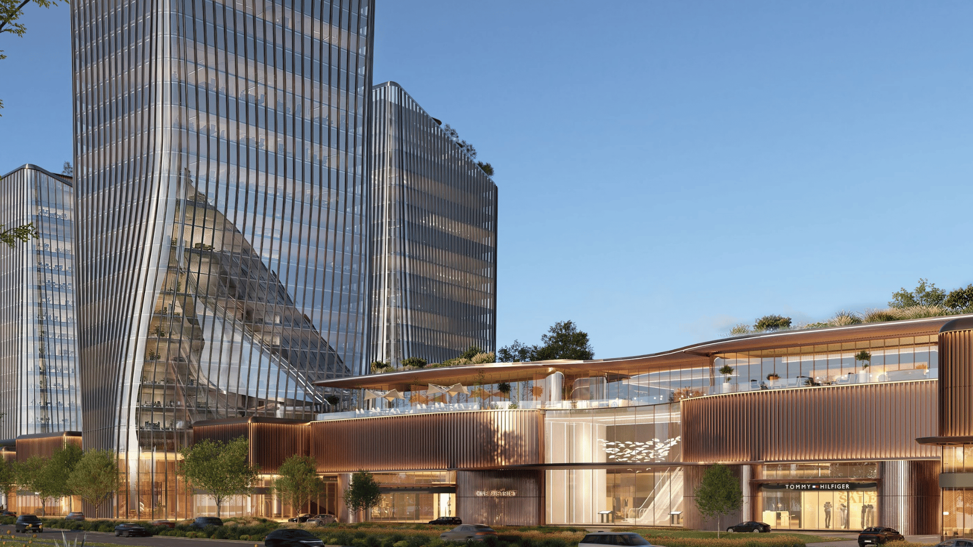 Motor City Dubai office investment 2026 — DAWN tower render at O1NE District