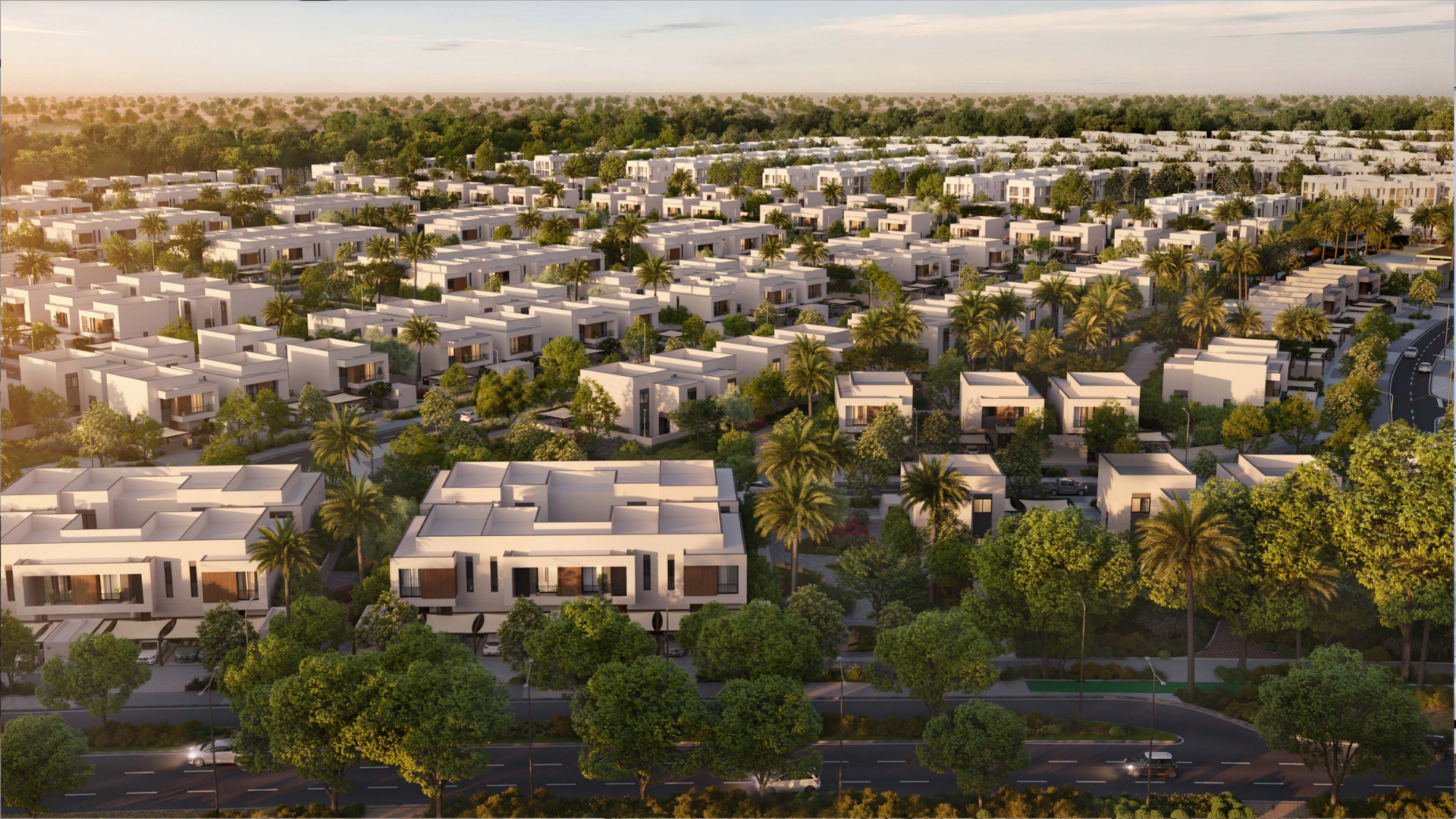 Al Ghadeer Gardens Abu Dhabi community townhouse rows and landscaped streets