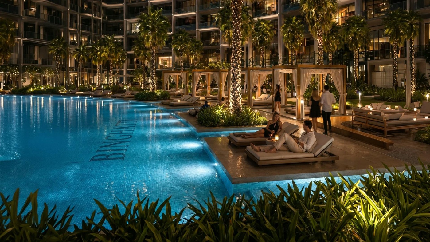 Binghatti Wraith Al Jaddaf Dubai — infinity pool deck