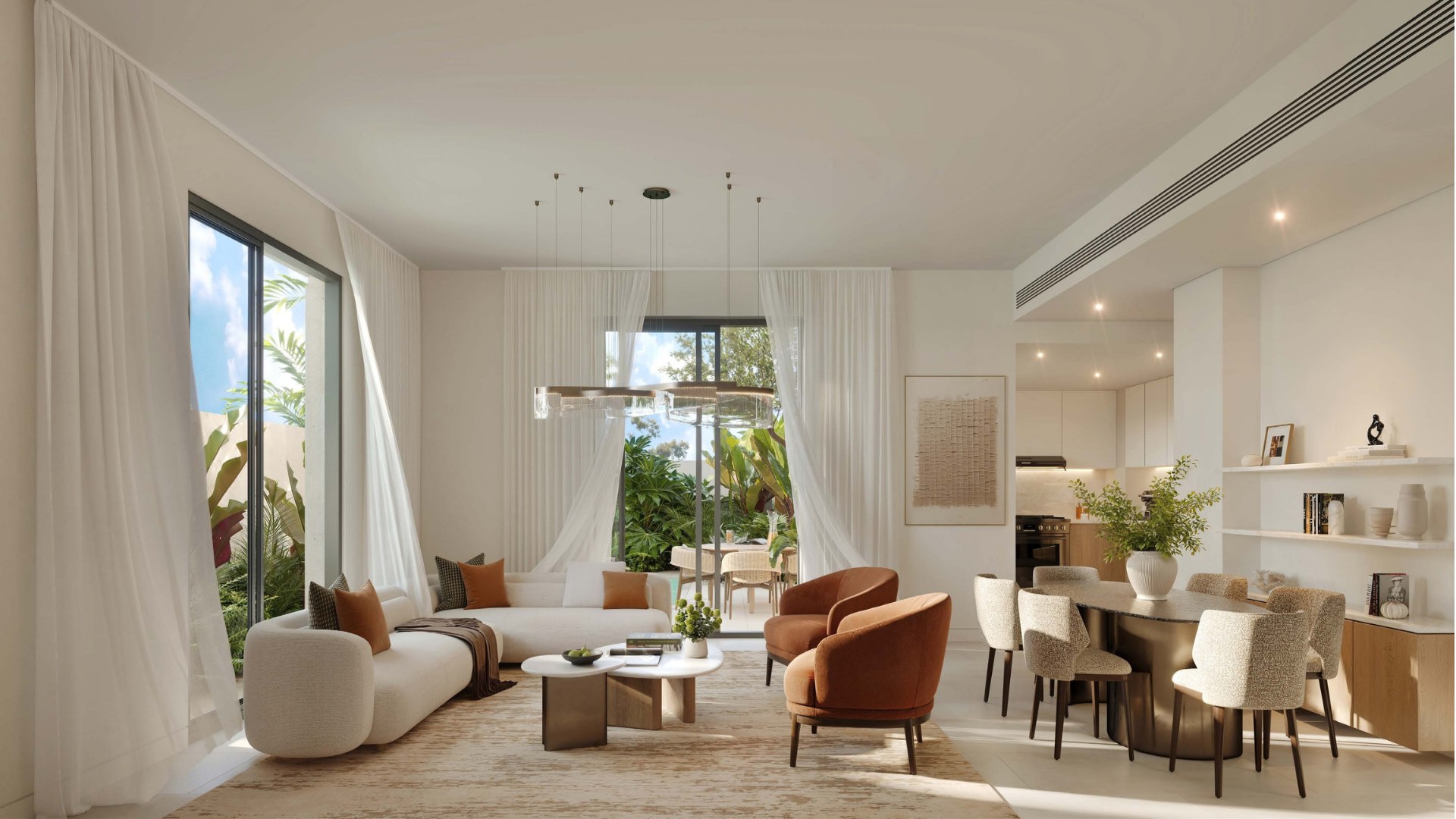 Al Ghadeer Gardens Abu Dhabi townhouse living and dining room interior