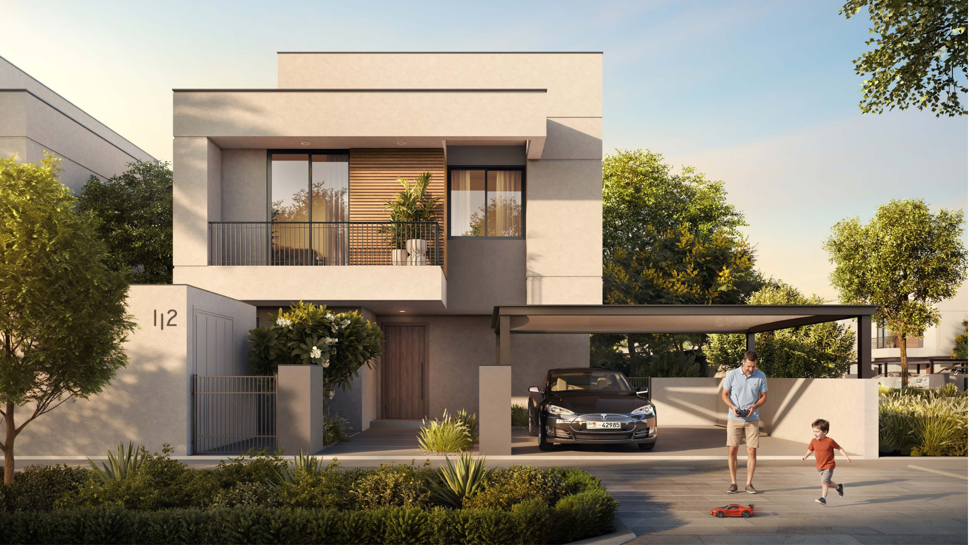 Al Ghadeer Gardens Abu Dhabi standalone villa exterior — illustrative render