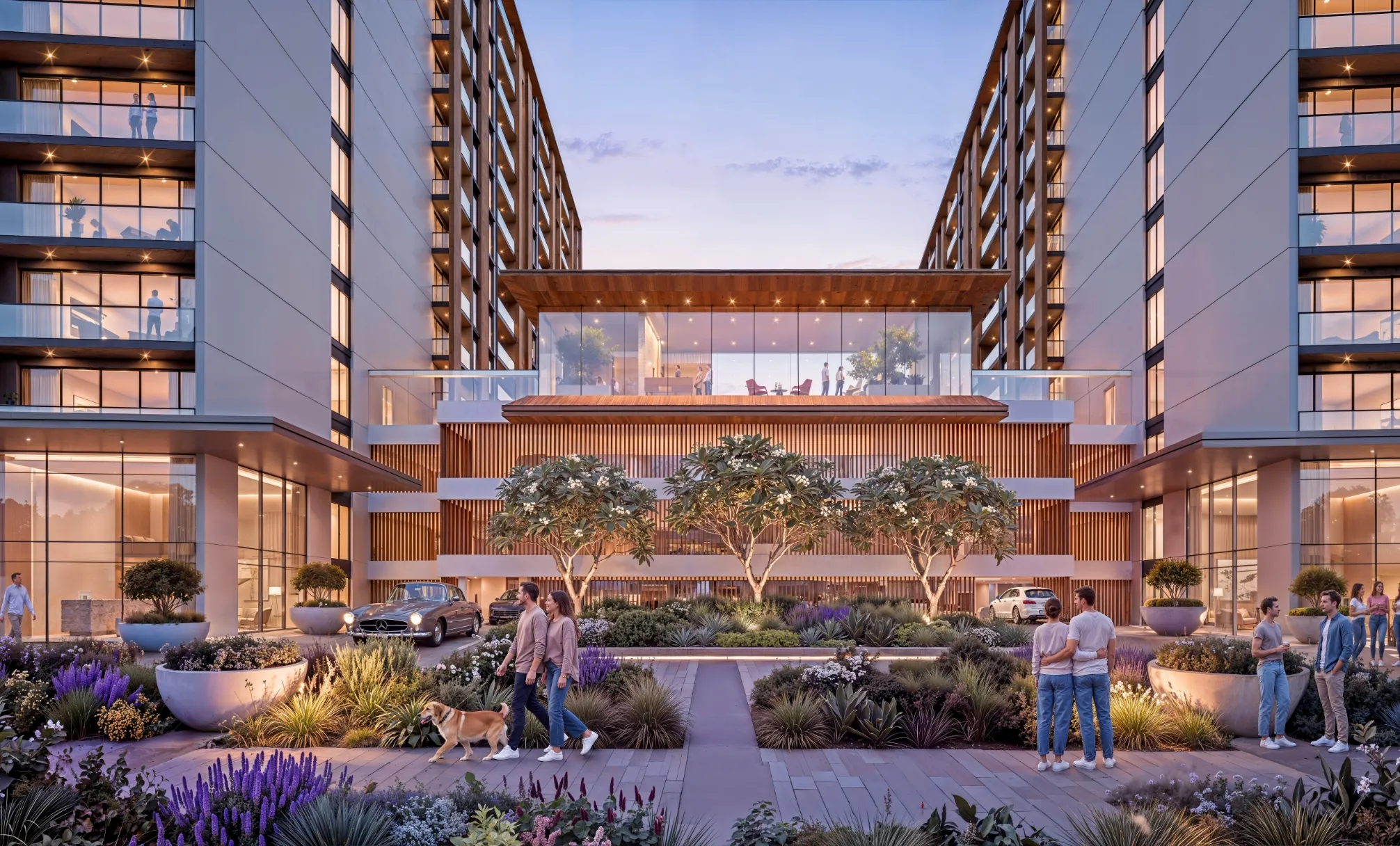 The Woods Serenity Sobha Sanctuary full-width parkland facade view